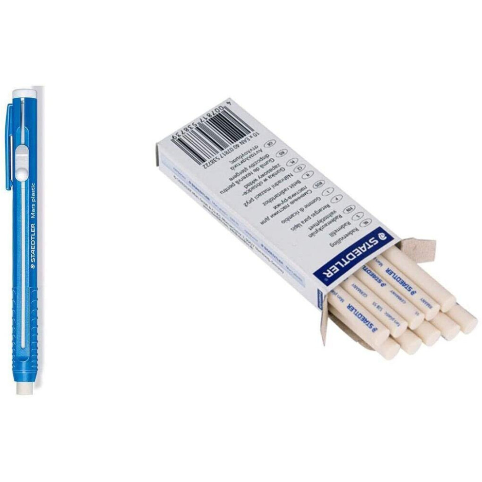 Staedtler Stick Eraser Holder and Eraser Refills(Pack of 10) set