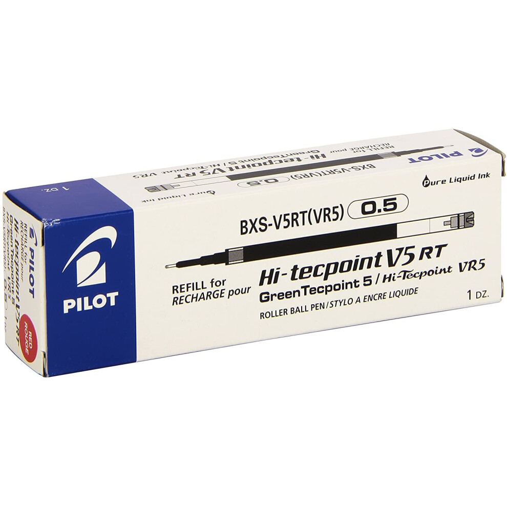 Pilot Refills For V5 Rt/Greenball 0.5 Mm Tip (Box Of 12) - Red