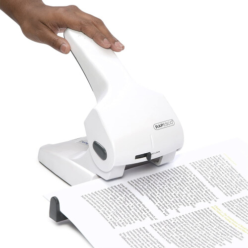 Rapesco 1383 Hole Punch Zero-65 Heavy Duty, 65 Sheet Capacity - White 1
