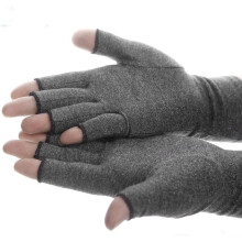 Compression Gloves Active Arthritis Gloves Hand Therapy Fingerless Gloves for Men Women Grey Increase Circulation Reducing Pain (M)