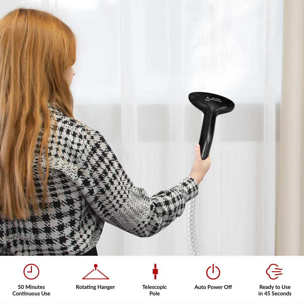 quest-42320-upright-garment-and-fabric-steamer---1800-watt-power---red