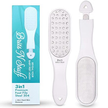 BRITS N STUFF 3-in-1 Pedicure Foot File for Hard Skin Professional - Anti-Rust Steel Callus Remover for Cracked Heels - Easy to Utilize & Anti-Sk