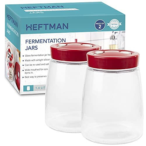 HEFTMAN Fermenting Jar With 1 Way Air Release Vent Ideal For Safe Fermentation - 1.4 Litres - Pack of 2