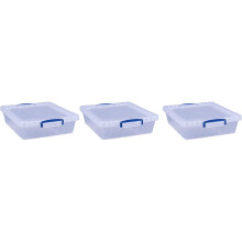Really Useful Products 10.5 Litre Box, Nestable Clear, Transparent Clear, Pack of 3 in Card