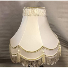 16" Double Scallop Iceberg Lampshade with Gold Trim, Fringe & Tassle