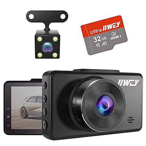 Dash Cam Front and Rear Camera FHD 1080P with Night Vision and SD Card