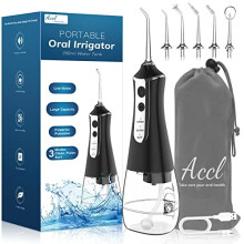 Water Flosser Cordless Teeth Cleaner, 350ML Portable Cordless Dental Oral Irrigator for Tooth Care Home Use and Travel, 3 Modes with 5 Jet Tips &