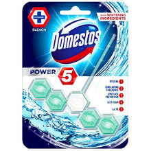 Domestos Power 5 Rimblock Bleach Toilet Cleaner - 5 Benefits: Hygiene, Fragrance, Limescale Prevention, Rich Foam & Shine