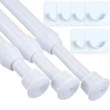 3Pcs Net Curtain Rods Extendable Easy Use Spring Loaded Tension Rod with 6PCS Rod Mount Holder for Cupboards, Kitchen,DIY Projects 30-50Cm/11.8-1