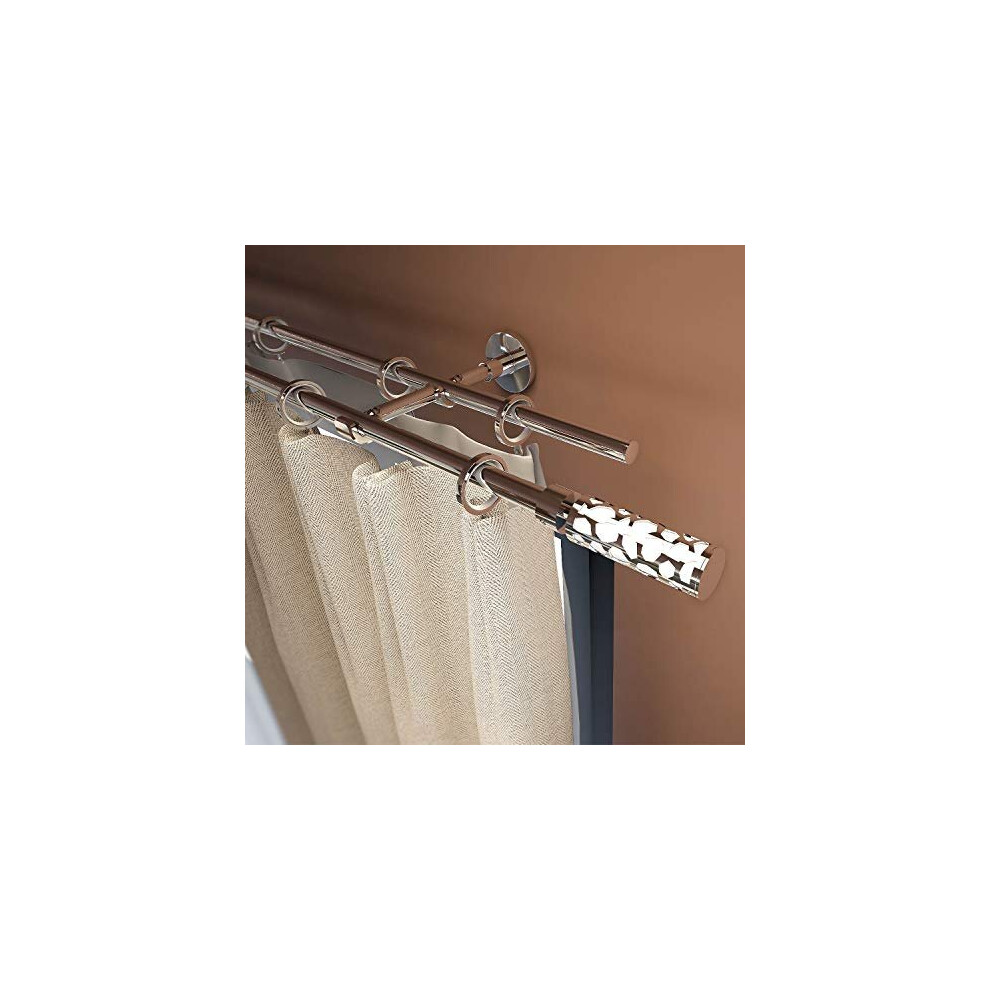 Gcurtain Curtain Rod Curtain Pole Double Rod Set Extendable Easy Install Heavy-Duty Mirror Designed Finial Diameter 5/8" - 3/4" (16-19 mm) Honeyc-image-OPC-P8YBBBS-NEW