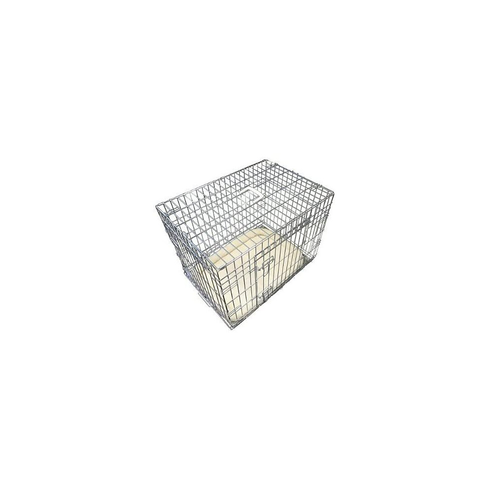 Ellie-Bo Silver 48 inch XXLarge Deluxe 2 Door Folding Dog Puppy Cage with Faux Sheepskin Bed