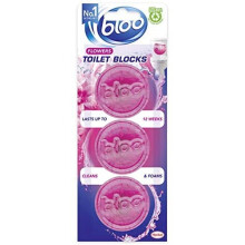 Bloo In Cistern Triple Blocks Rose with Long Lasting Anti-Limescale Cleaning, Foaming & Pink Water Technology