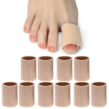 DYKOOK Big Gel Lined Toe Tubes Sleeves 10 Pcs, Made of Elastic Fabric Lined with Silicone Gel. Toe Sleeve Protectors Relief Toe Pressure Pain, Co