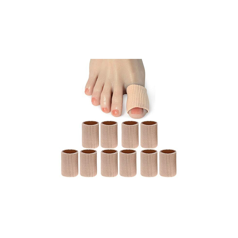 DYKOOK Big Gel Lined Toe Tubes Sleeves 10 Pcs, Made of Elastic Fabric Lined with Silicone Gel. Toe Sleeve Protectors Relief Toe Pressure Pain, Co