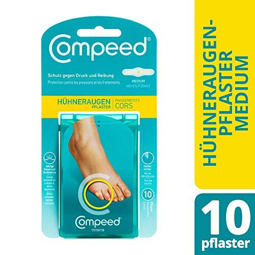 Compeed Compeed Corn Medium Size Plasters, 10 Hydrocolloid Plasters, Foot Care, Fast Natural Corn Removal, Dimensions: 1.7 cm x 6.0 cm 2