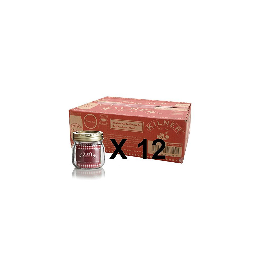 Kilner Set of 12 250ml Screw Top Glass Storage Jars, 0.25 Litre