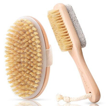 LAYUKI Body Brush for Dry or Wet Brushing and 2-sided Foot File Scrubber Set, Body Scrubber for Bath or Shower, Exfoliating Skin, Cellulite Treat