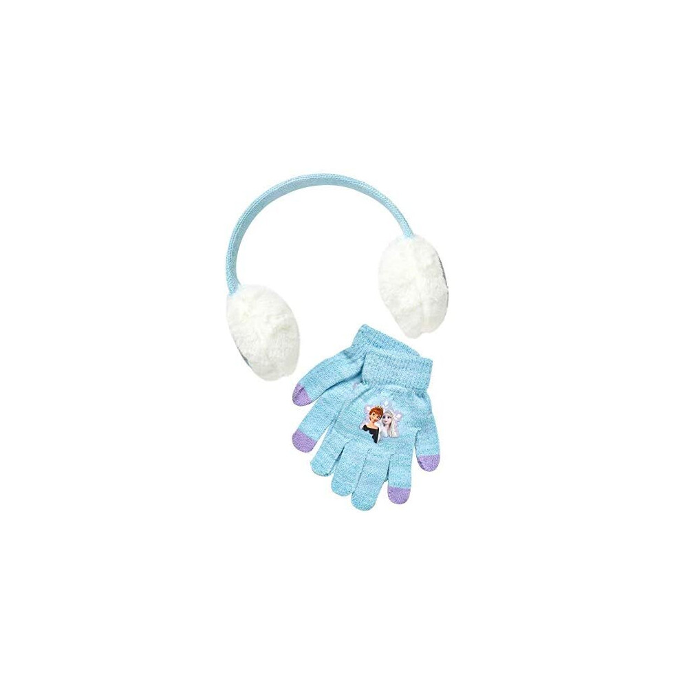 Disney Girls Frozen Elsa & Anna and Minnie Mouse Earmuff and Gloves Set (Age 4-7)