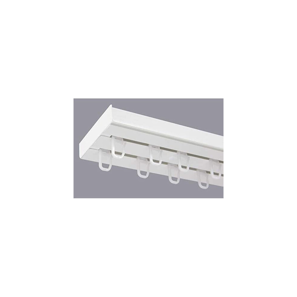 KARPOL Double Curtain Rail Track PCV Ceiling SET with HOOKS 236cm