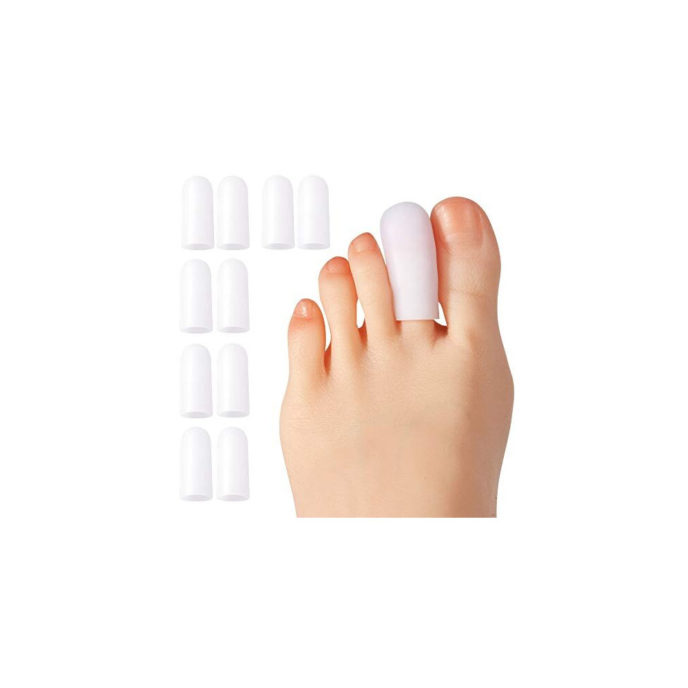 Hioioih Gel Toe Protector Cap,Prevent Calluses,Corn,Blisters,Hammer Toe (10 Pack) Soft Toe Covers Prevent Bunions And Other Toe Problems Toe Sleeves