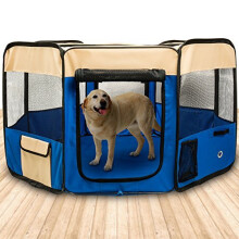 BIGWING Style Pet Play Pen Portable Foldable Puppy Dog Pet Cat Rabbit Guinea Pig Fabric Playpen Crate Cage Kennel Tent (XL, Deep Blue)