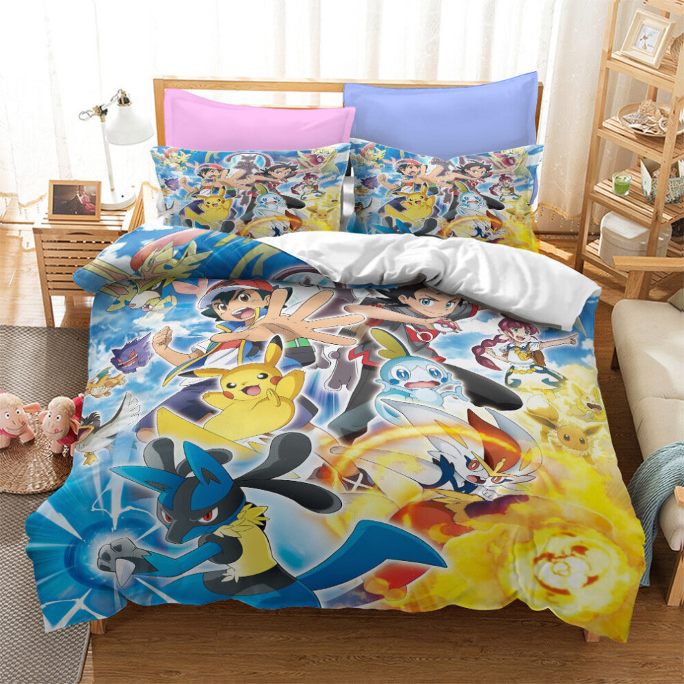 (Style 25, King) Pikachu Bedding Single Double King Duvet Cover NEW