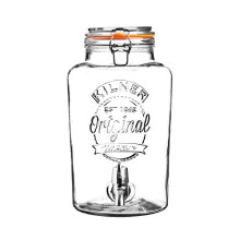 Kilner 5 Litre Clip Top Round Glass Drinks Dispenser in Gift Box, 22.5 x 19 x 31.5 cm