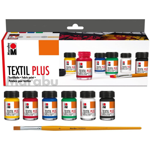 Marabu Textil Plus Fabric Paint Starter Set (6x15ml) 2