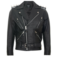 (2XL) Mens Black ''Ghostrider'' Leather Biker Jacket