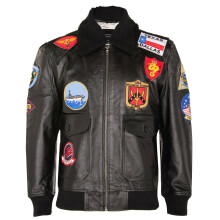 (XL) Mens Leather Black TomCruise Sheepskin Collr Jackt