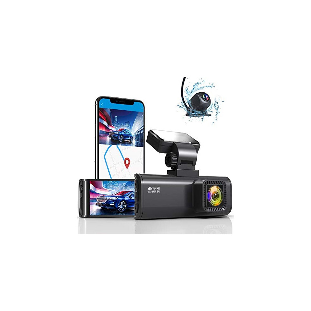 REDTIGER Dash Cam 4K Built in WiFi GPS Front 4K Rear 1080P Dual Dash Camera for Cars 3.16" IPS Screen 170 Wide Angle Camera with Sony Sensor,WDR