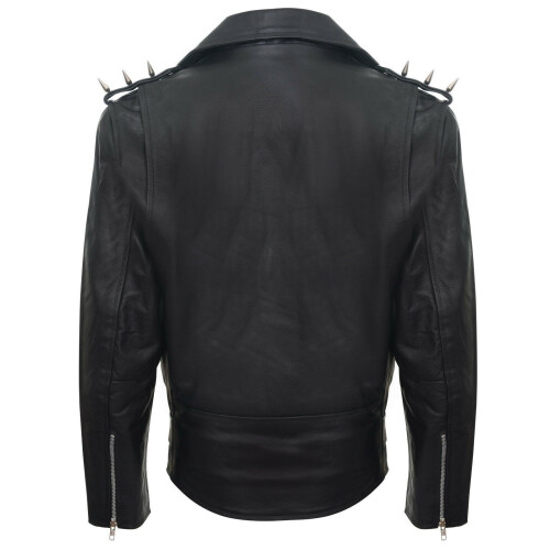 (4XL) Mens Black ''Ghostrider'' Leather Biker Jacket 2