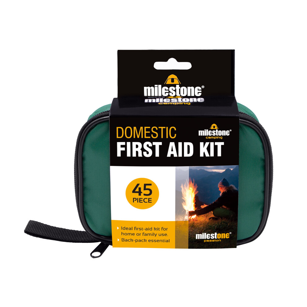 Milestone 45-Piece Emergency First Aid Kit – Compact, Portable for Home, Car or Outdoor Travel (15 x 11 x 5.5 cm)