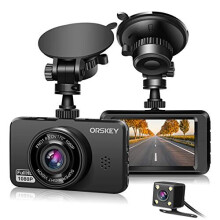 ORSKEY Dash Cam for Cars Front and Rear 1080P Full HD In Car Camera Dual Lens Dashcam for Cars 170 Wide Angle Sony Sensor with Loop Recording and