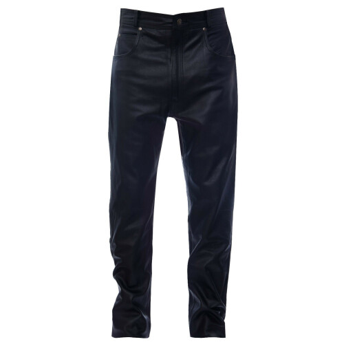 (38) Mens Blck Leather Biker Cowhide Motorcycle Trouser