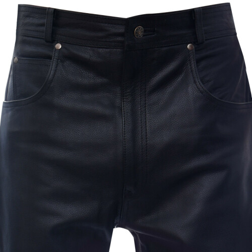 (36) Mens Blck Leather Biker Cowhide Motorcycle Trouser 1