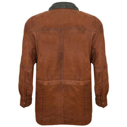 (5XL) Mens Tan Soft Suede Buff Overcoat Parka Jacket 2
