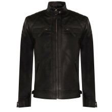 (M) Mens Black Leather RockRacing Quilted Biker Jacket