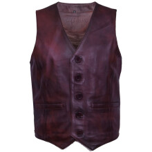 (4XL) Mens Leather Waistcoat Traditional Gilet Vest