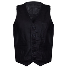 (XL) Mens Black Leather Waistcoat Traditional GiletVest