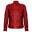 (S) Mens Red Zipped Leather Racing QuiltedBiker Jacket 1