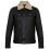 (M) Mens Leather Jacket Removable Sheepskin Collar 1