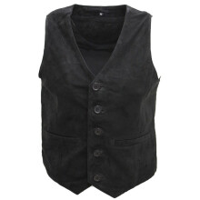 (XL) Mens Goat Suede Smart Black Leather Waistcoat
