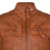 (M) Mens Tan Leather Retro Racing Quilted Biker Jacket 4