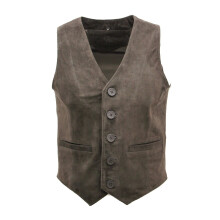 (XS) Mens Goat Suede Smart Brown Leather Waistcoat