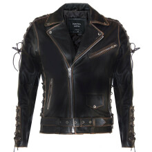 (3XL) Mens LIVE TO RIDE Embossed EAGLE Leather Jacket