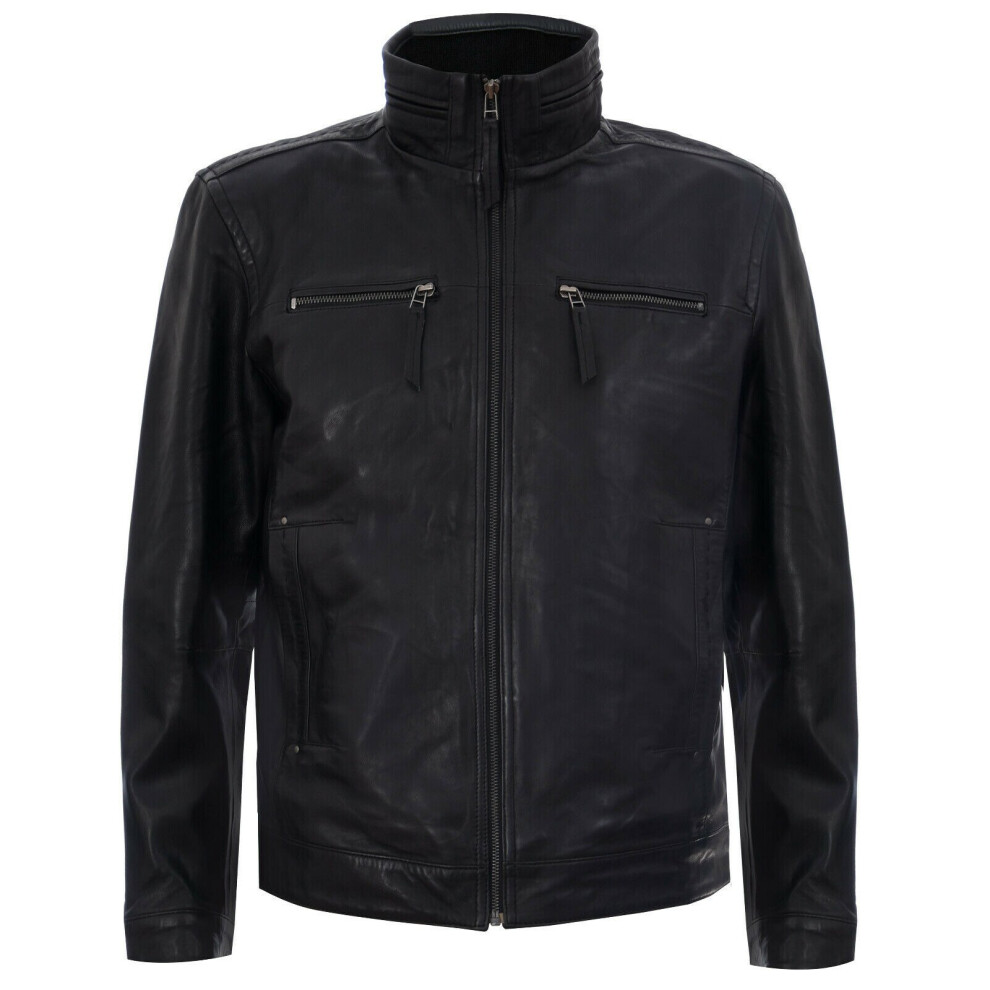 Infinity Leather Men's Black (5Xl) Zipped Leather Racing Biker Moto Jacket