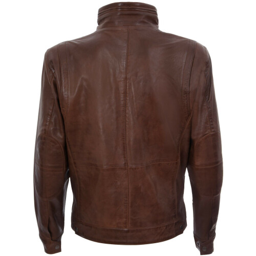 (M) Mens Retro Zipped Leather Racing Biker Jacket 2