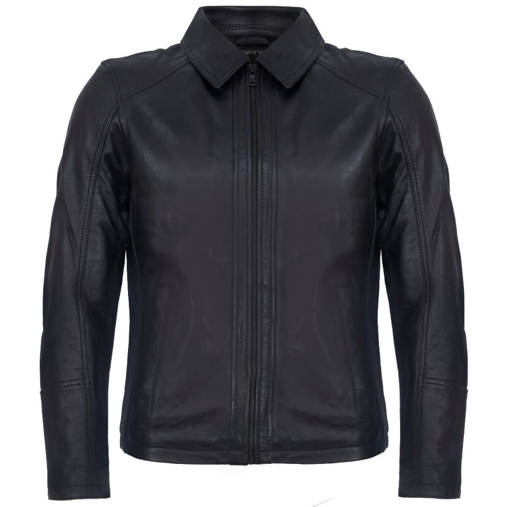 Infinity Leather Men's Black (M) Classic Leather Harrington Biker Jacket