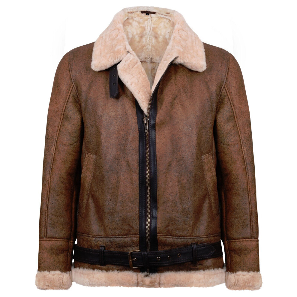 Infinity Leather Men's Brown (3Xl) Light B3 Sheepskin Flying Leather Jacket